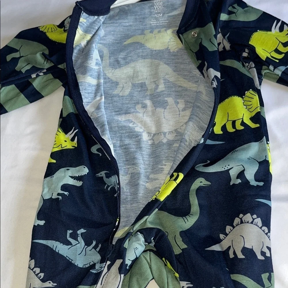Carter's Green and Navy Striped Footie